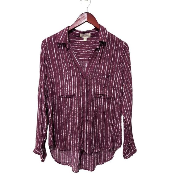 Cloth & Stone Anthropologie Maroon Red Arrow Button Front Blouse Size S - Picture 1 of 11